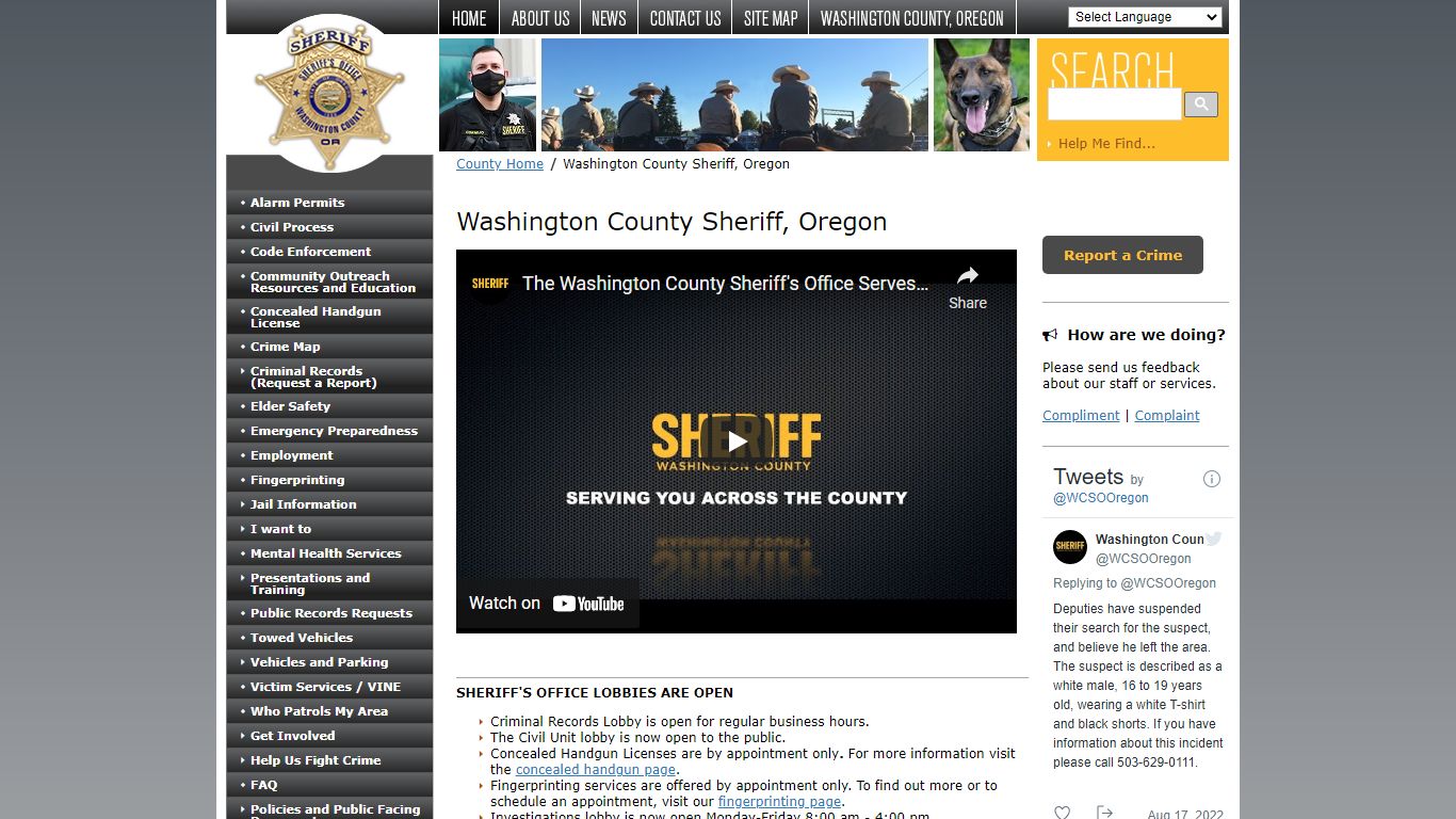 Sheriff's Office, Washington County, OR